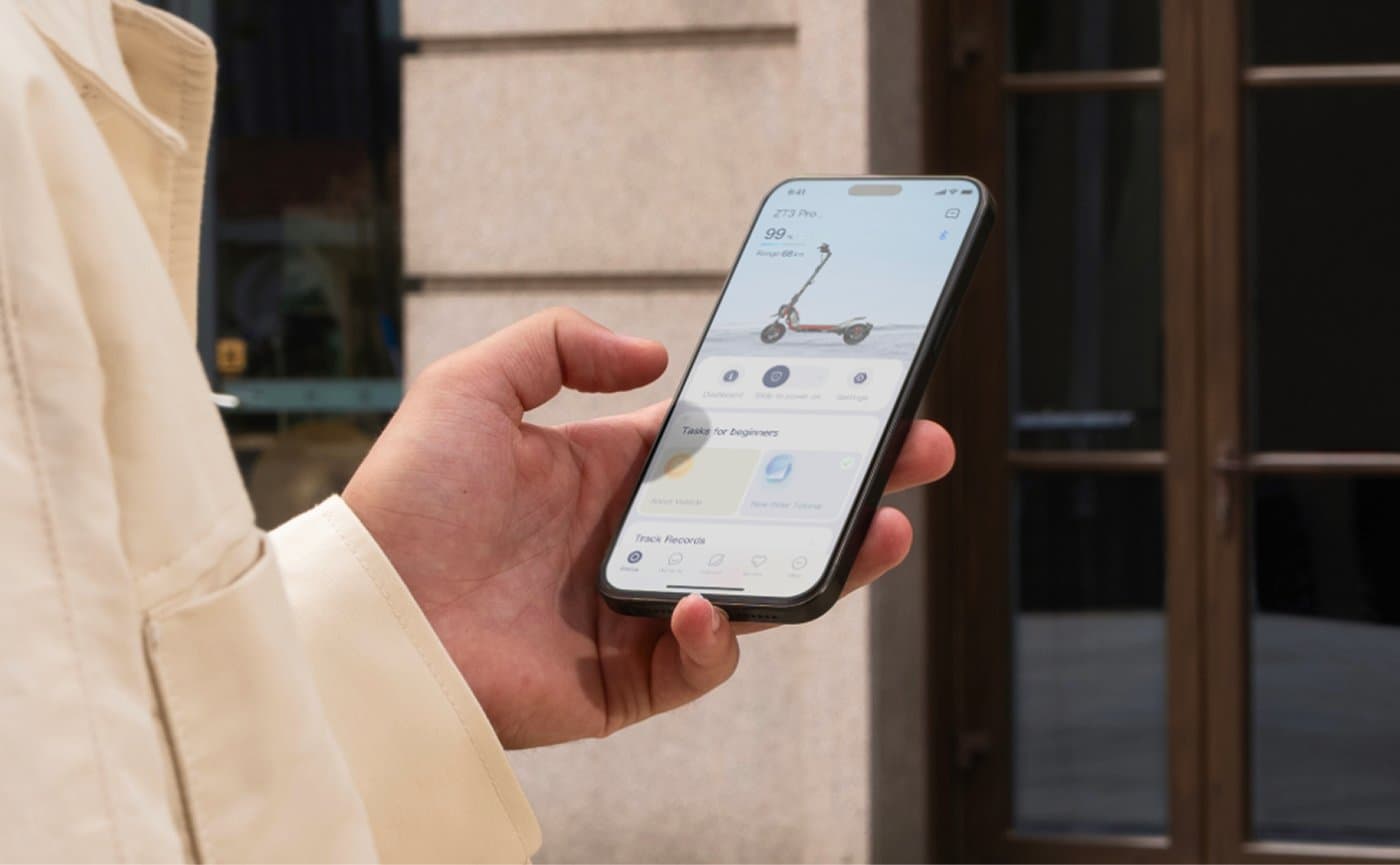 App Segway Mobility · Dashboard del ZT3 Pro con nivel de batería y autonomía